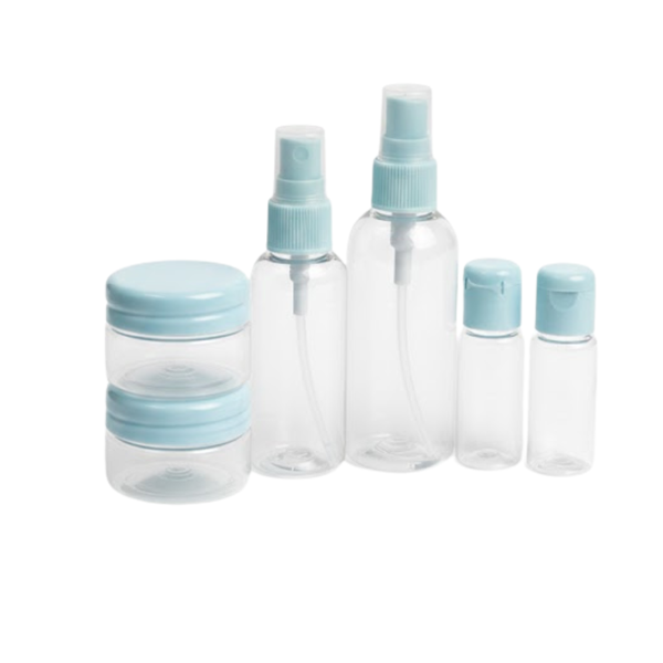 6-Piece Travel Bottle Set Clear Toiletry Containers-Blue