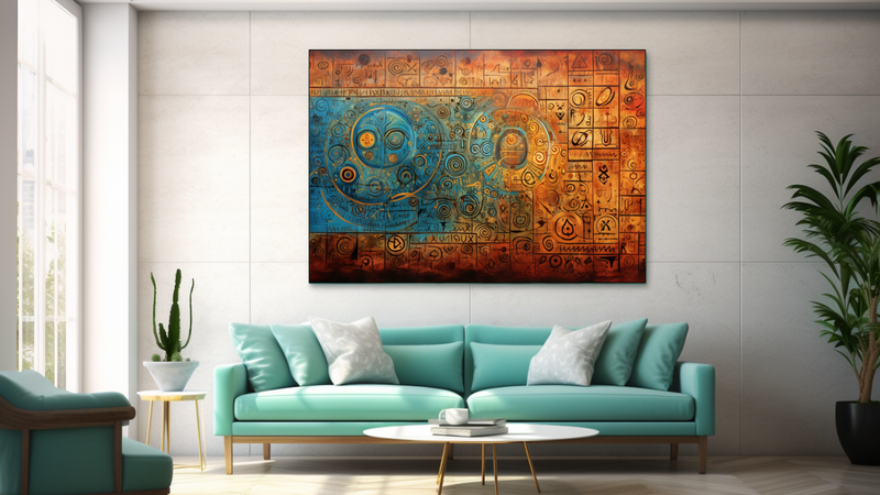 Canvas Wall Art - Sanskrit Scripture Intricate Patterns - JT0177
