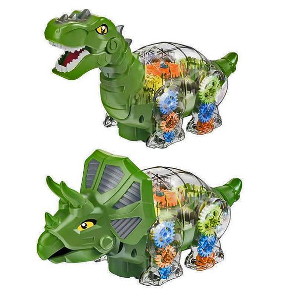 Kids Electric Gear Dinosaur Toys With Lights And Music Pack of 2