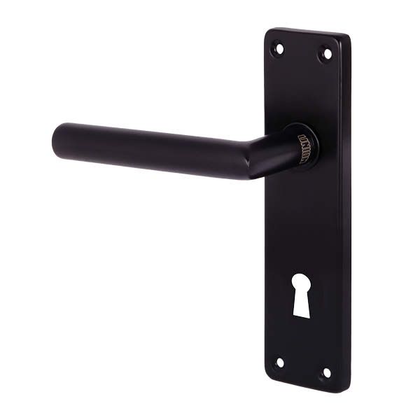 Union Sandpiper Handle On Plate Matte Black Key Hole-Straight (Handle Only)