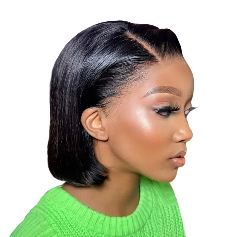 Geebuy 10" Brazilian Glueless Frontal Bob Wig-13x4 Lace Straight Human Hair