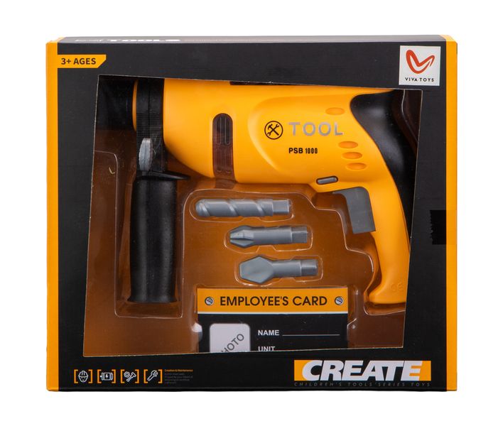 VIVA Toys Battery Operated Toy Drill Set (6pcs) 22cm Long