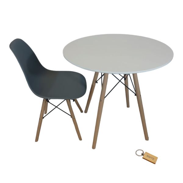 Smte-Grey Chair with white table with Smte Keychain-Set With 5