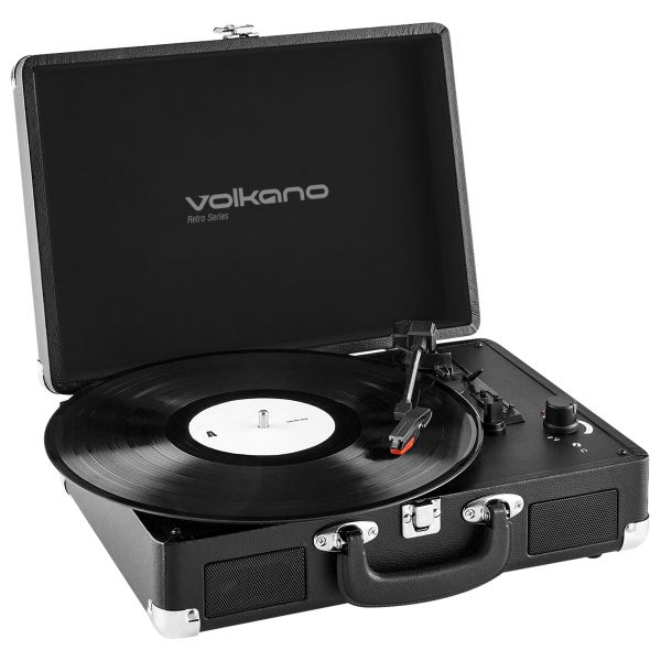 Retro Series Turntable with Portable Case &amp; Speaker - Black