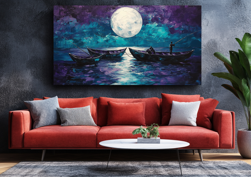 Canvas Wall Art - Fishing Under the Moon - BX0211
