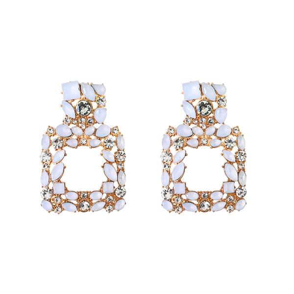 Women's Light Grey Faceted Drop Earrings