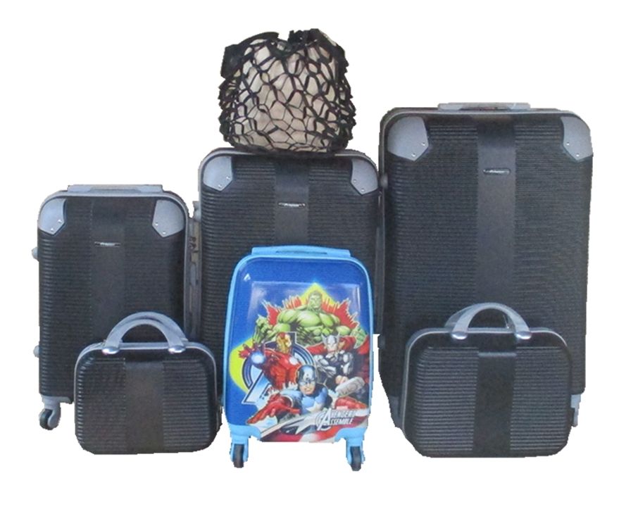 5-Piece ABS Luggage Set with Avengers Kids Case and a Ladies' Handbag