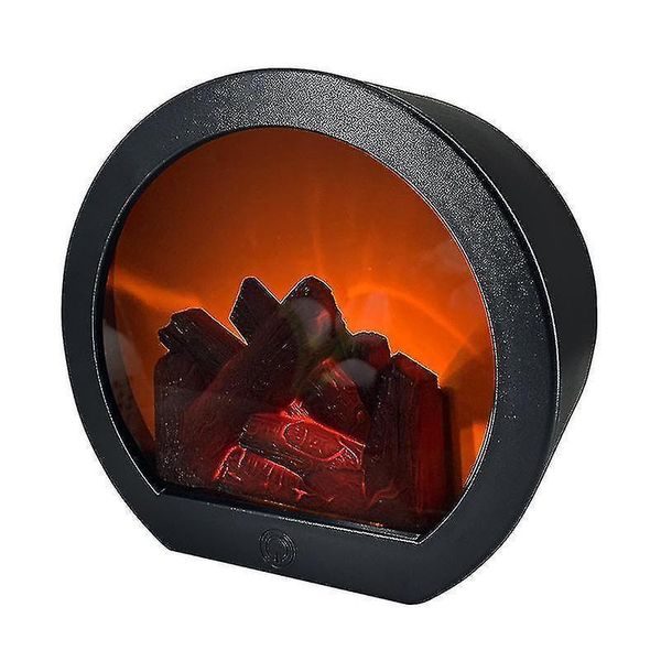 Lamps Night Ambient Lighting Simulative Fixture Fireplace Round Touch Wind
