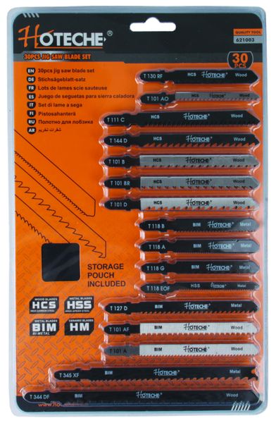 Hoteche 30 Piece Jig Saw Blades Set with Storage Pouch