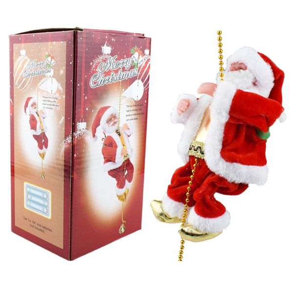 Santa Climbing Rope Electric Climbing Santa Claus on Beads Chain Plush