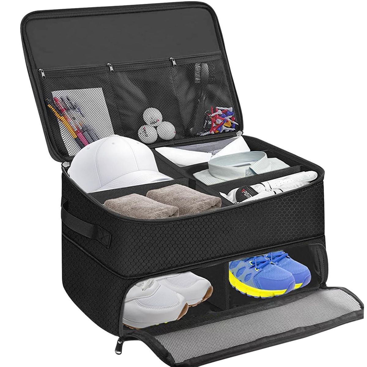 Golf Trunk Organizer, 2 Layer Golf Storage Bag Waterproof Golfer Organizers