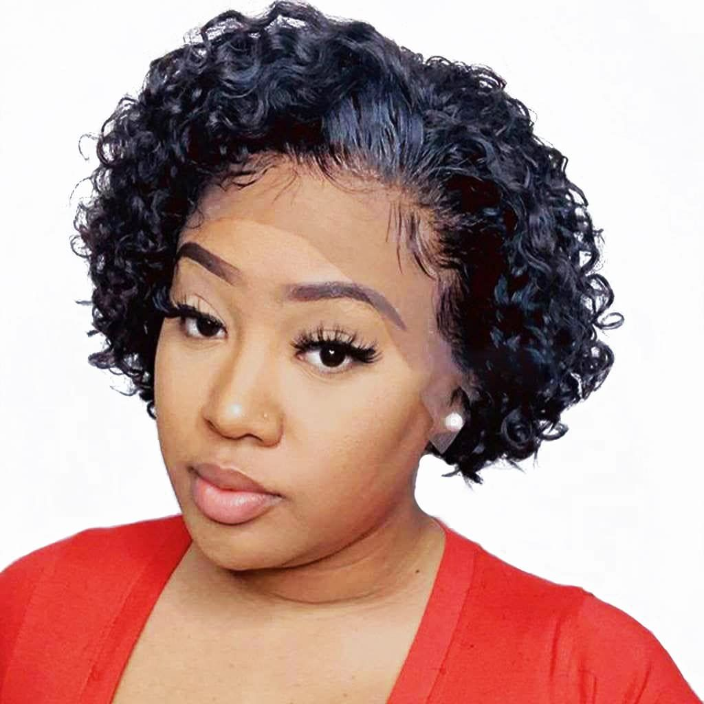 Goldenperfect Pixie Curly No Glue Human Hair 13x1 Lace Wig Brazilian Wigs