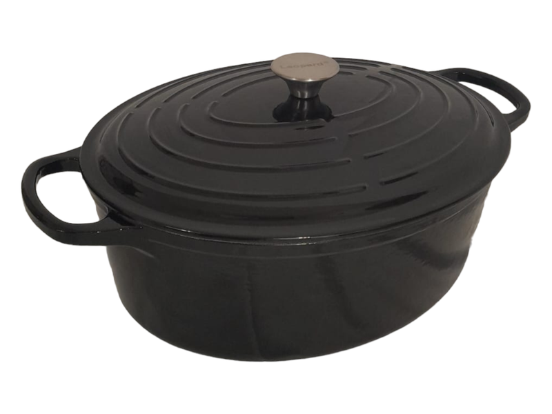 SMTE- Oval Cast Iron Casserole - 43cm x 13Cm- Nectar - Grey