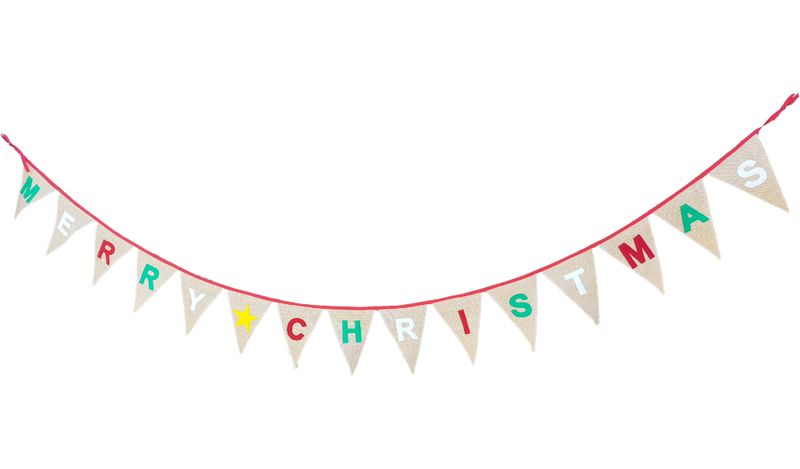 Merry Christmas Bunting hessian red, green, white, yellow
