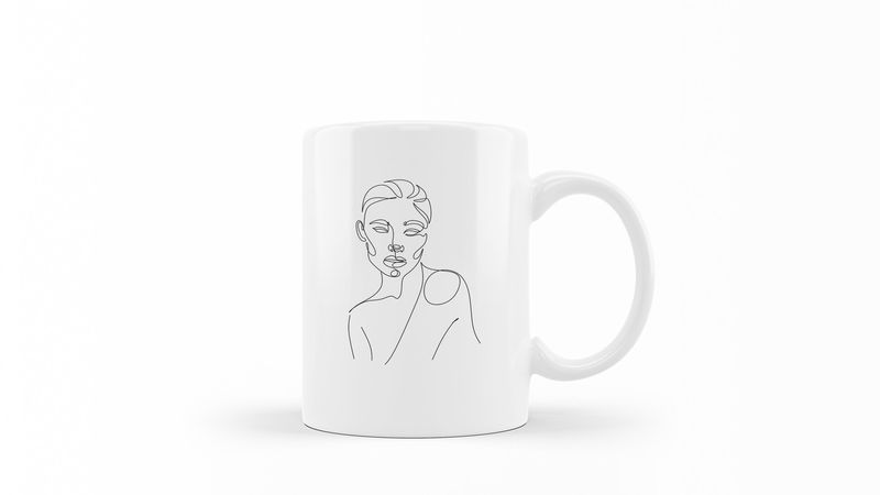 Designer Line Art Coffee Mug - Beauty 17