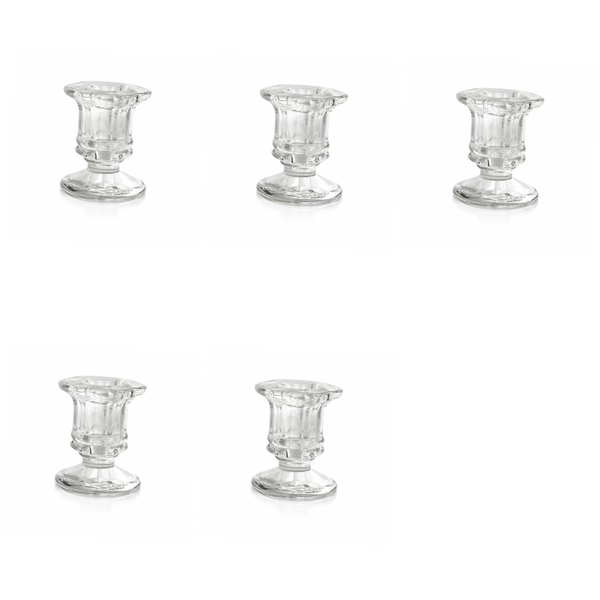 5 Pack - Glass Candle Holder - Transparent