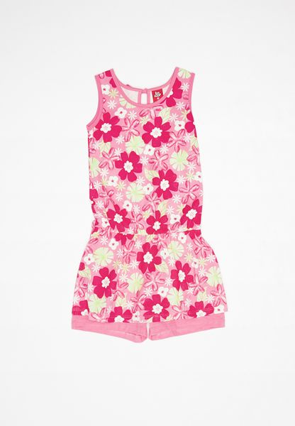 Kid's Bee Loop Single jersey floral romper - pink