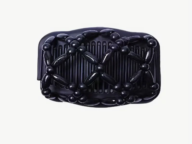 Hair Clip Silver with Beaded Double Comb