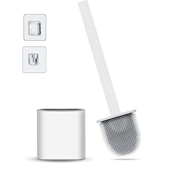Wall Mountable Silicone Toilet Brush with Holder
