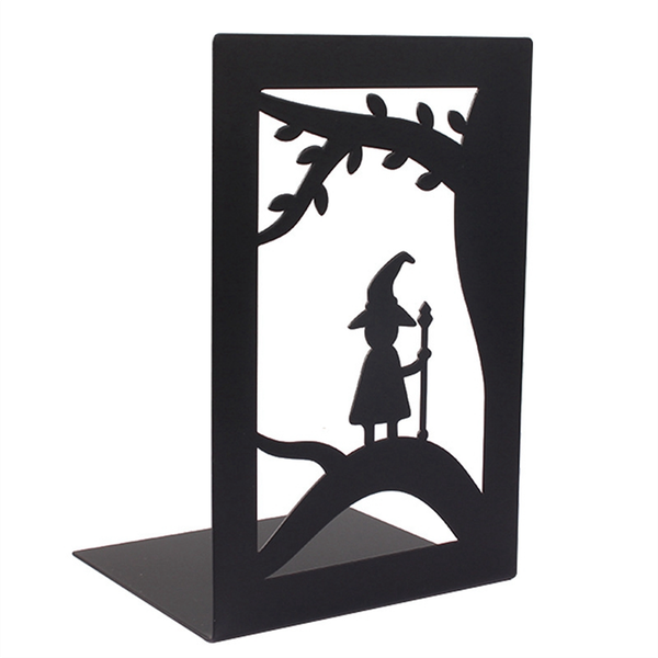 E-Decorative Hollow-Out Bookends for Art Hourglass Design Metal Book Stan
