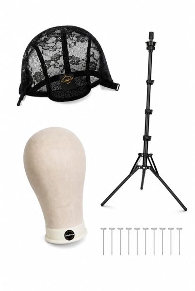 Selphies Wig Making Cap With Mannequin Tripod Stand , Head And 10 T-Pins