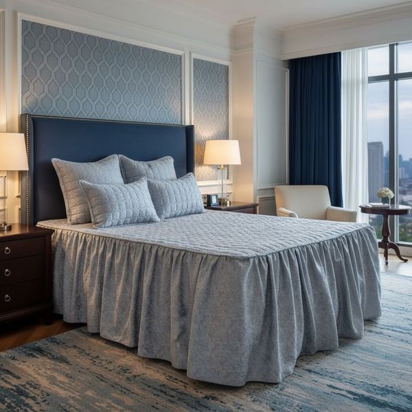 Damsaar Queen Size Big Velvet Frill Bedspread Set - 5 Piece