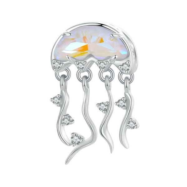 Sterling Silver Charm, Jellyfish Charm European Bracelet, Ocean Gift
