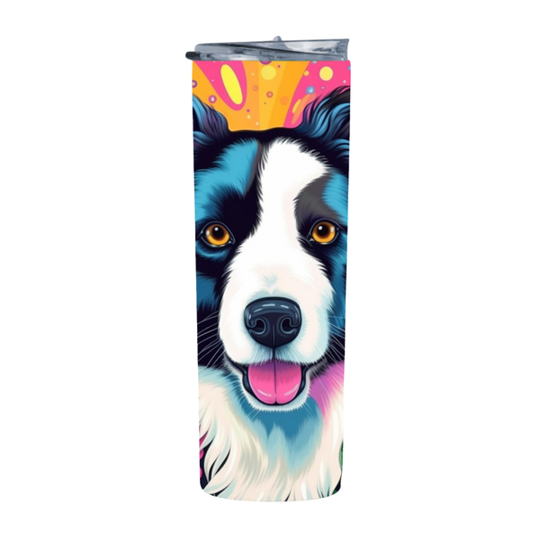 Floral Cute Collie 20 Oz Straight Skinny Tumbler 002