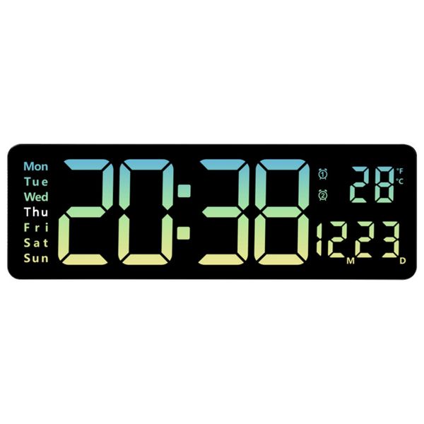 16" LED Digital Calendar Clock Large Display Wall Desk with Remote Control