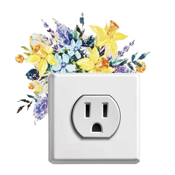 Yellow Flower Print Switch Outlet Wall Sticker