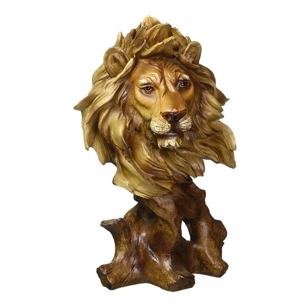 Decor Resin Lion Head Tabletop Sculpture Figurine - 29cm