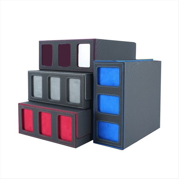Storage Box for Trading Cards with Viewing Window Magnetic Purple