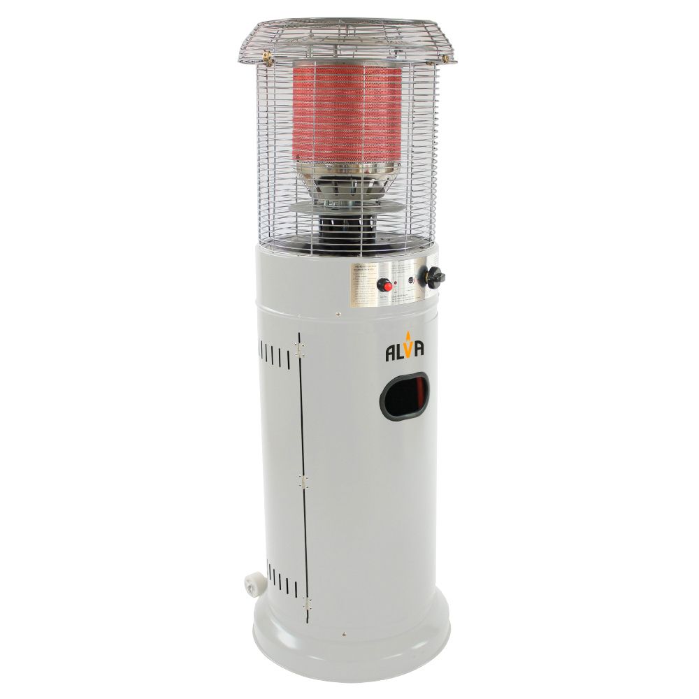 ALVA Short Stand Gas Patio Heater 1.35m Tall Light Cement Grey