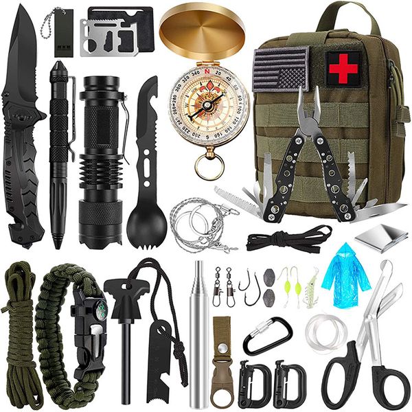 Multi-Function Outdoor Tactical Survival Kit - 21 Pieces