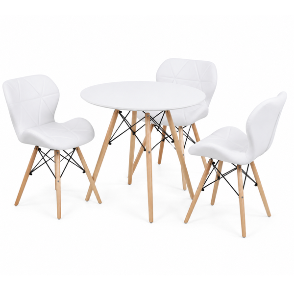 NordiPure 4-Piece White Dining Set - Modern Scandinavian Edition