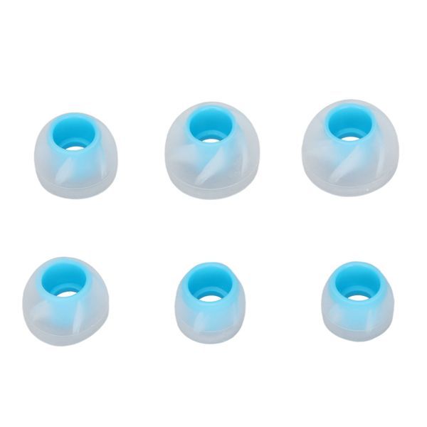 6 Pieces silicone earbud tips blue clear