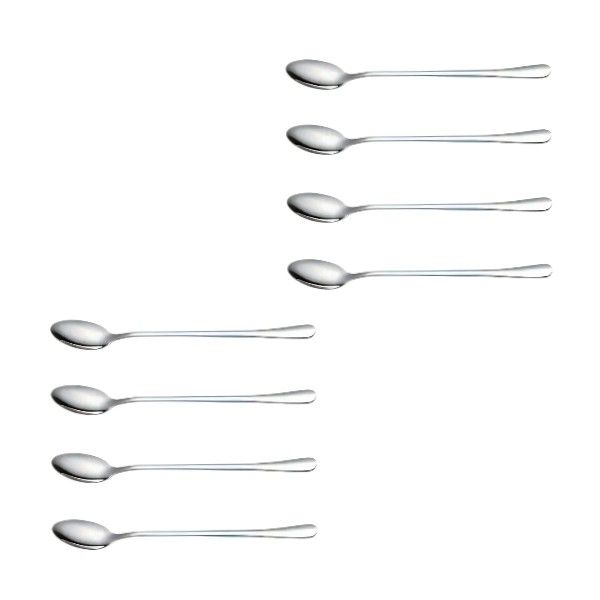8Pcs Premium Stainless Steel Long-Handled Stirring Spoons - Silver