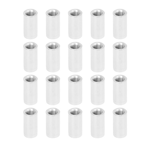 20 Pieces M6x1 20mm Round Coupling Nuts (SS)