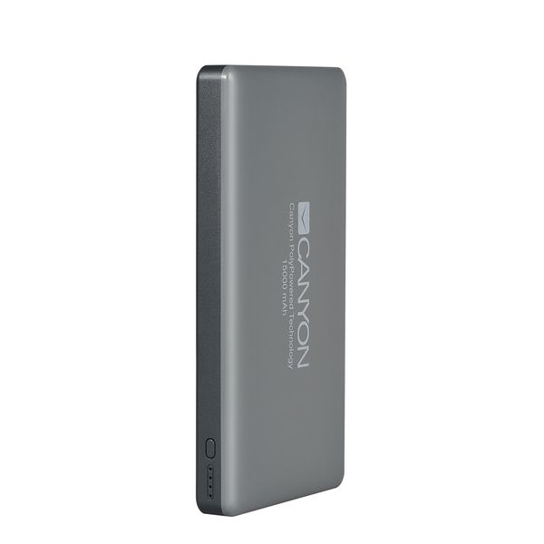 Canyon Li-Polymer 15000MaH Power Bank Dual USB with Lightning Input - Grey