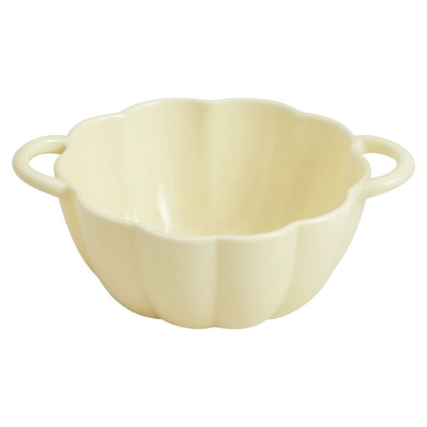 Glossy Scallop-Design Ceramic Bowl - 12.7cm - Cream