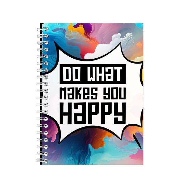 Happy A5 Notebook Spiral Lined Colorful Quotes Graphic Notepad Present 123