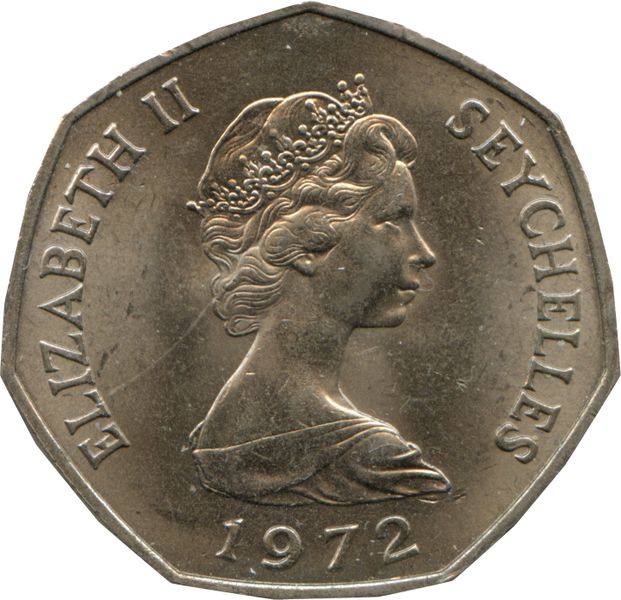 1972 Seychelles 5 Rupees Coin Queen Elizabeth II