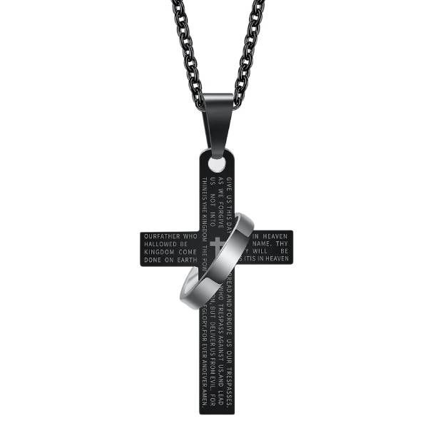 Stainless Steel Christian Cross Pendant Necklace with Ring | Buy Online ...