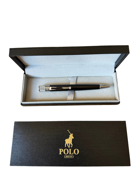 Polo Mount Ball Pen Silver/Black Steel in Black Polo box
