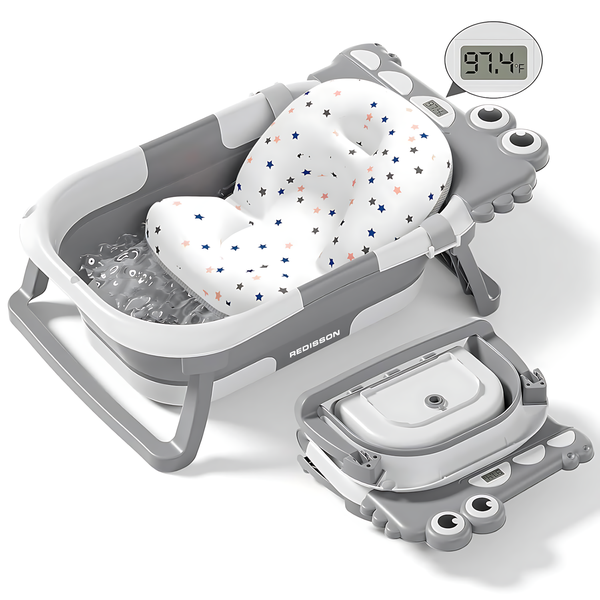 Redisson Folding Portable Bathtub for Babies with Pillow Pad &amp; Thermometer