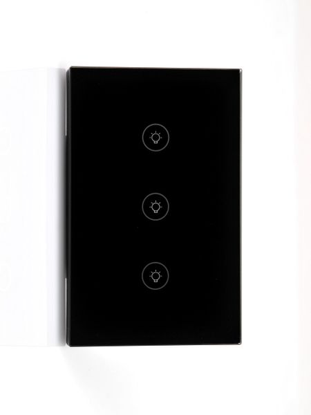 Smart Light Switch Wi-Fi - 3 Gang - Black