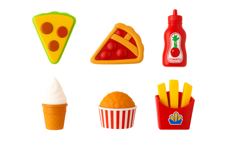 6-Piece Kids Pretend Play Fast Food &amp; Dessert Set