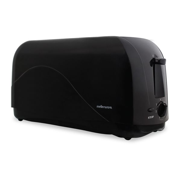 Mellerware Toaster 4 Slice Plastic Black 1300W "Hot Slice" #