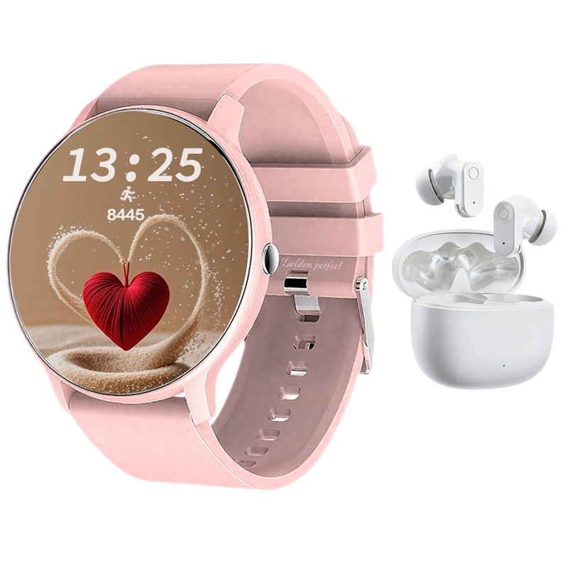Golden Perfect Pink Smartwatch for Women & Bluetooth Earbuds | Shop ...