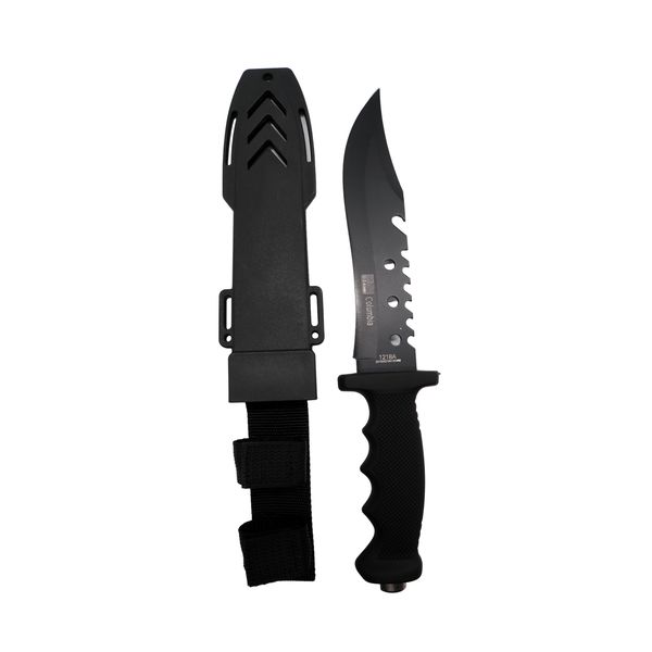 Black Dual Sided Hunting Knife with Leg Holster - 35cm